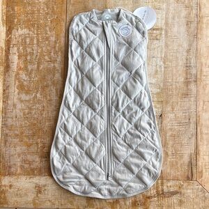 Quilted Grey Cotton Baby Sleep Sack Swaddle - Lightweight Zippered Sleep Sack